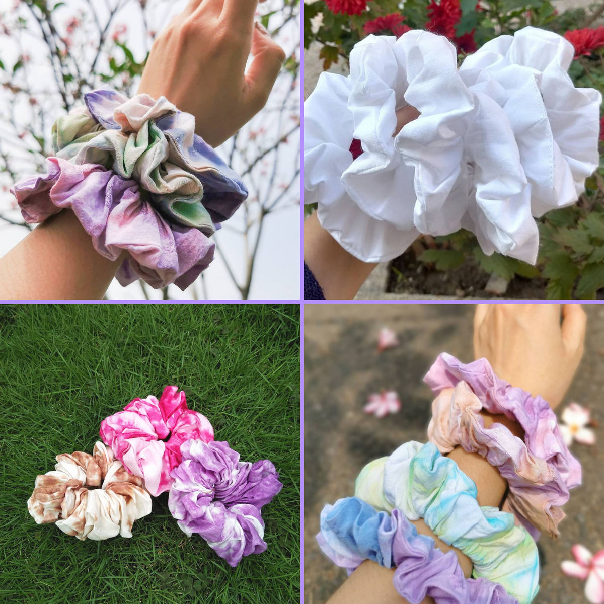 MLMOMVME 15 Pack White Scrunchies for Tie Dye Kit Party Supplies, White Cotton Hair Elastic Ponytail Holder Hair Scrunchies for Women