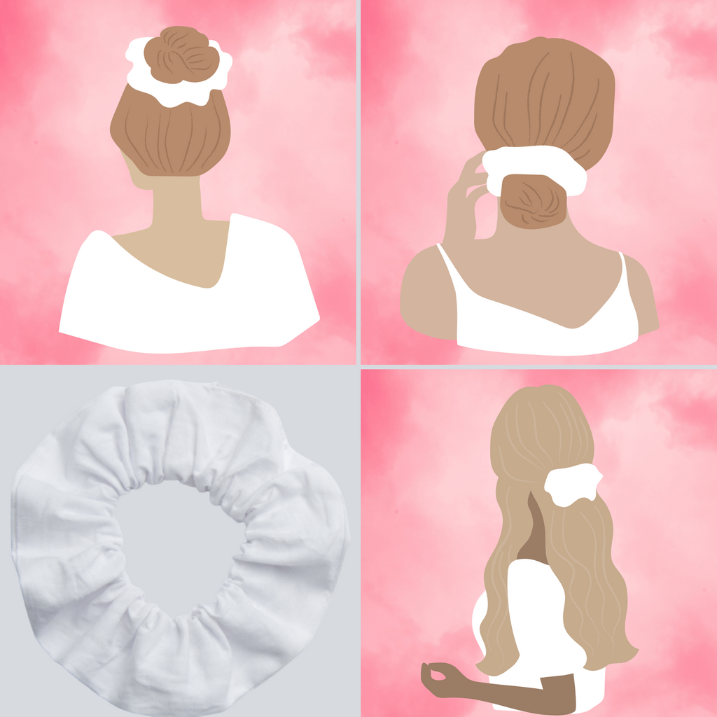 MLMOMVME 15 Pack White Scrunchies for Tie Dye Kit Party Supplies, White Cotton Hair Elastic Ponytail Holder Hair Scrunchies for Women